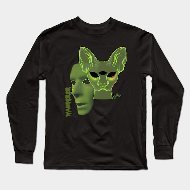 Green Spooky Sphynx Cat Long Sleeve T-Shirt by UrbaneWanderlust